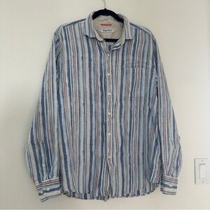 Tommy Bahama Classic Striped Linen Blue Shirt